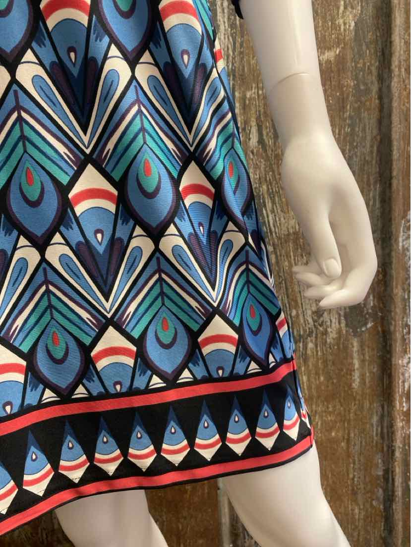 Tracy Negoshian Size Medium Blue Print Dress