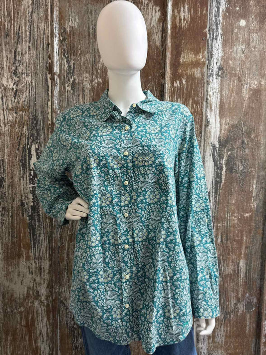 Talbots Size 1X teal print tops