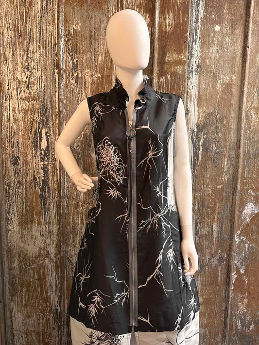 IC by Connie Size Large Black & Silver Print Dress