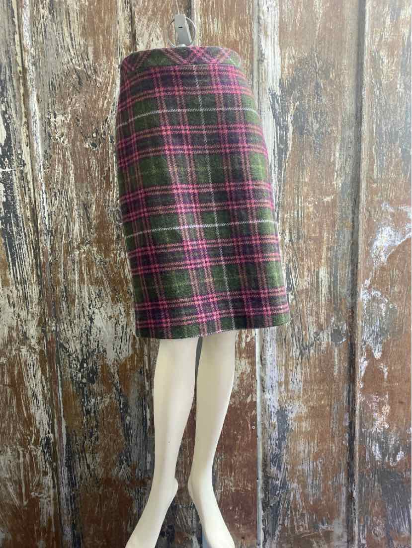 L.L. Bean Size 2 Pink & Green Plaid Skirt