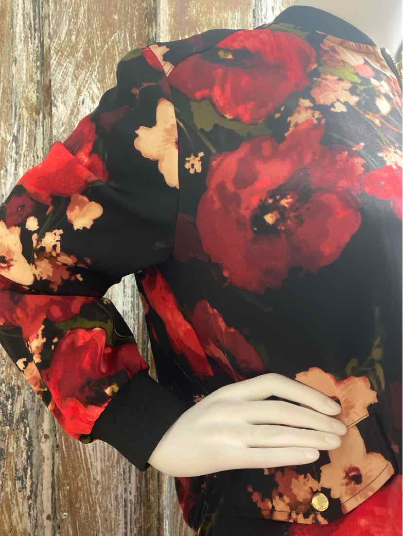 Susan Graver Size small Black & Red Floral Jacket