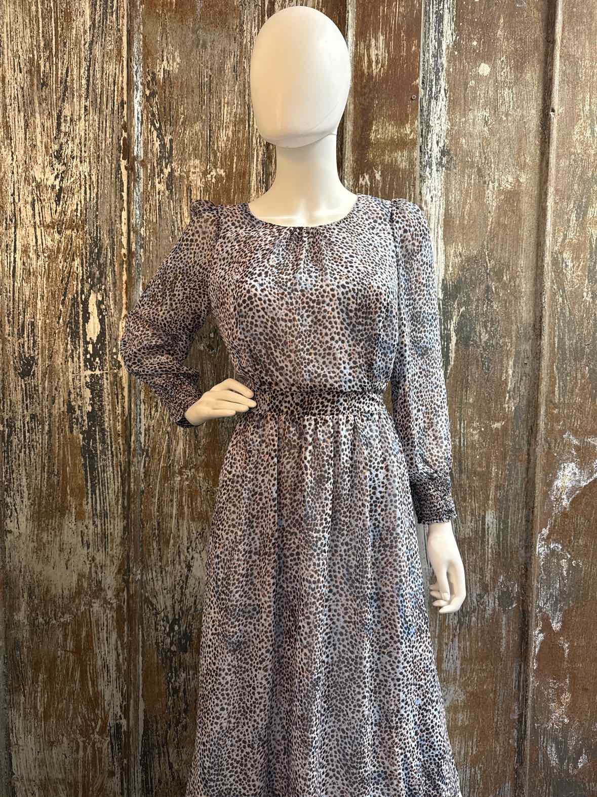 Talbots Size 8 Petite Blue Print Dress