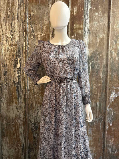 Talbots Size 8 Petite Blue Print Dress