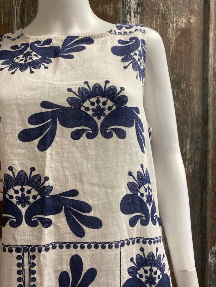 Francesca Bettini Size Large (12/14) Blue & Cream Dress