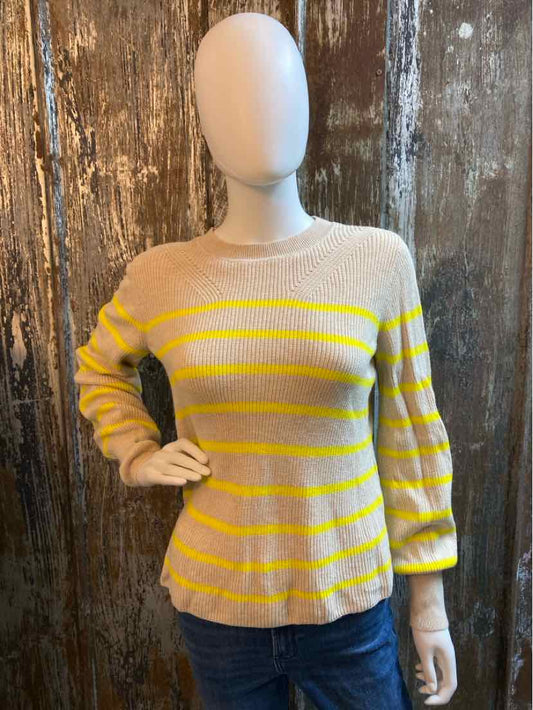 Banana Republic Size small Beige & Yellow Stripe Sweater