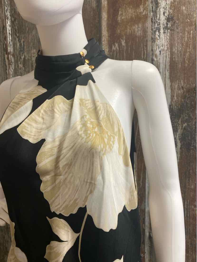 Donna Karan Size 14 (Large) Black Print Dress