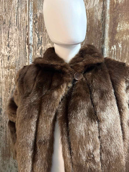 Dennis Basso Size small Brown Faux Fur Coat