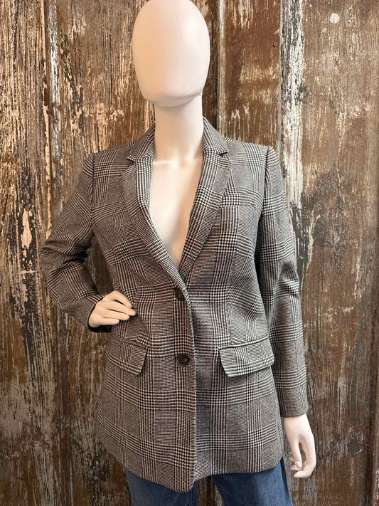 Talbots Size 4 Petite Black Houndstooth Blazer