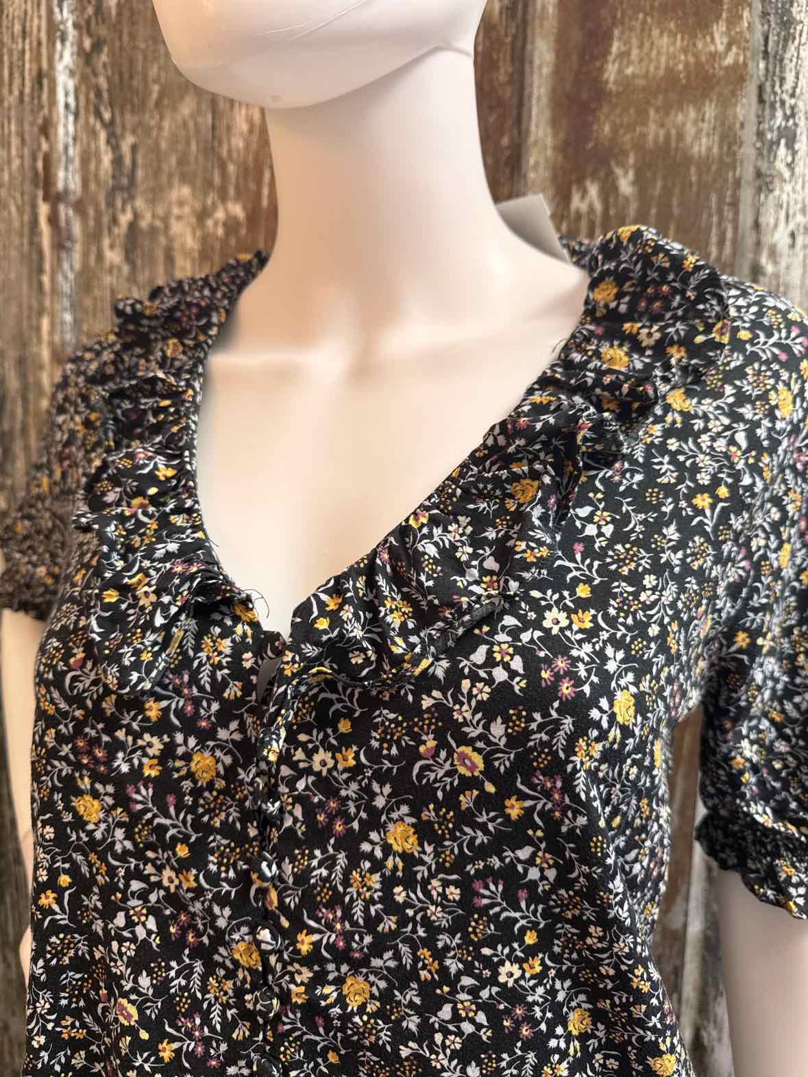 Madewell Size small Black/Yellow Floral Dress