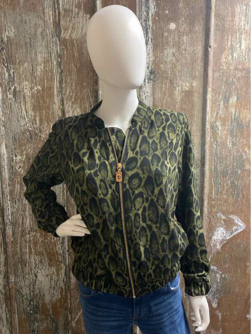 Michael Kors Size Medium Green Animal Print Jacket