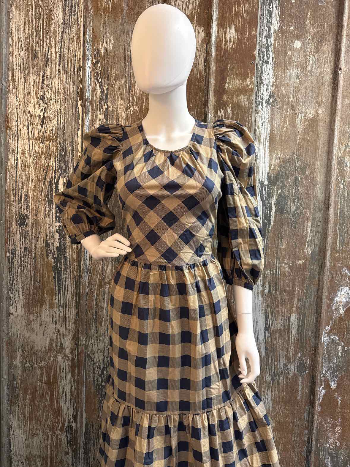SummerSalt Size extra small Navy/Brown Check Dress