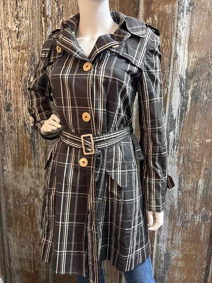 BeanPole Size Medium Black plaid Trenchcoat