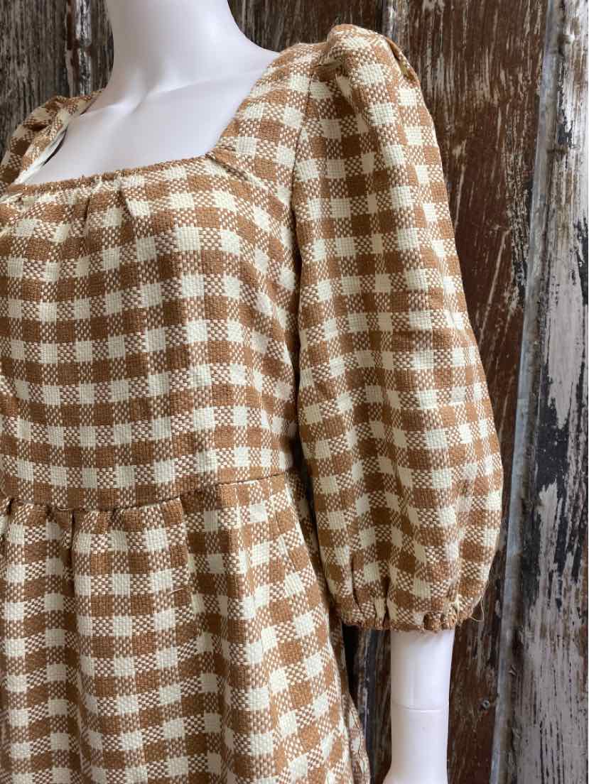 By The River Size small Brown Check Dress