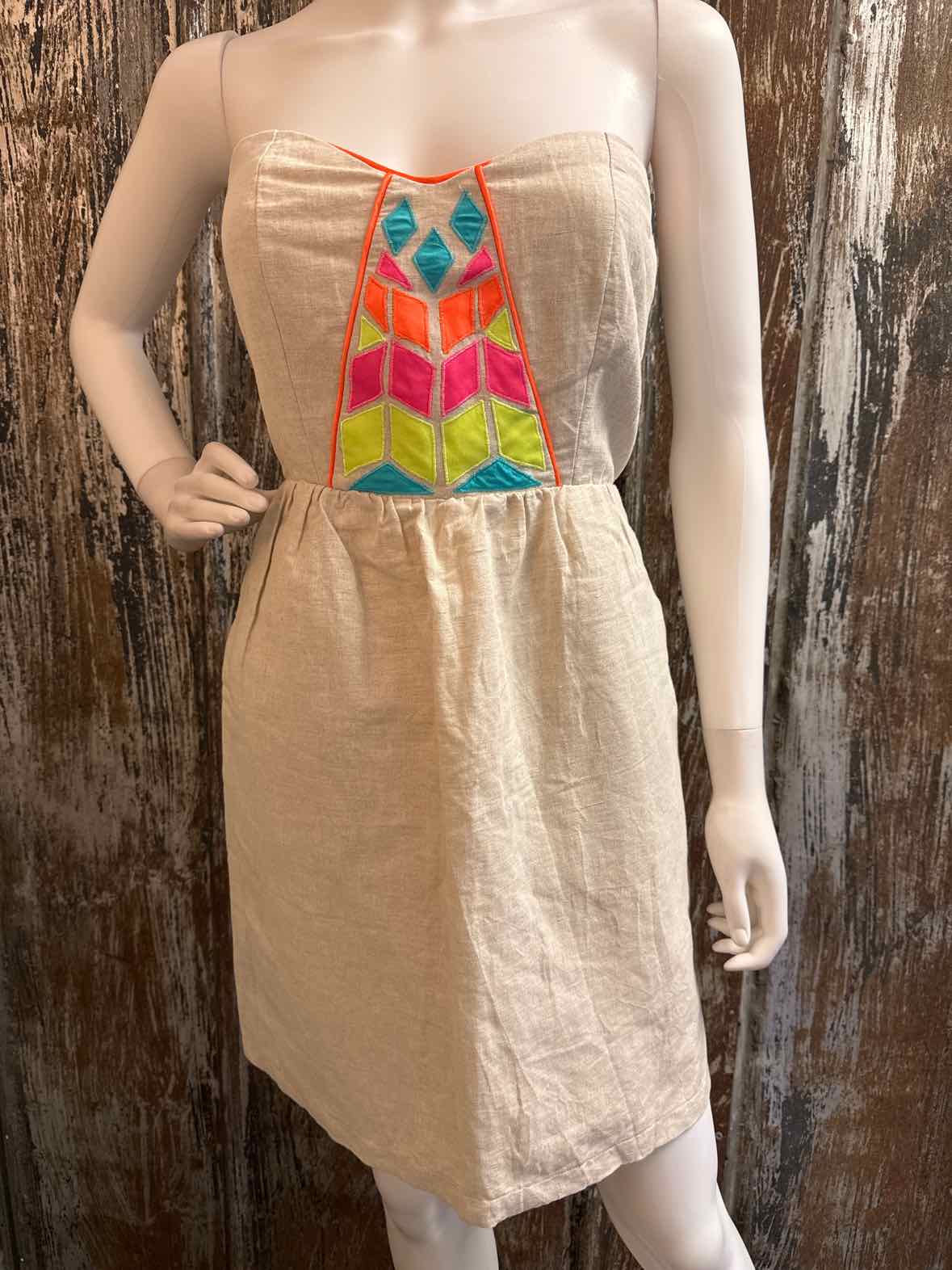 Judith March Size Medium Tan Multi Dress