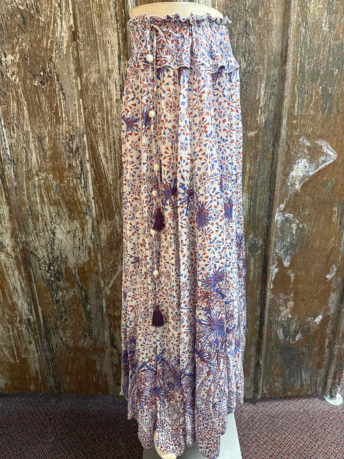 Poupette St Barth Size Large (12/14) Blue/Red Print Skirt