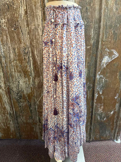 Poupette St Barth Size Large (12/14) Blue/Red Print Skirt