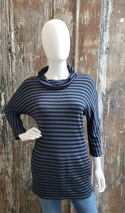 Talbot's Size small Blue & Black Stripe Tunic