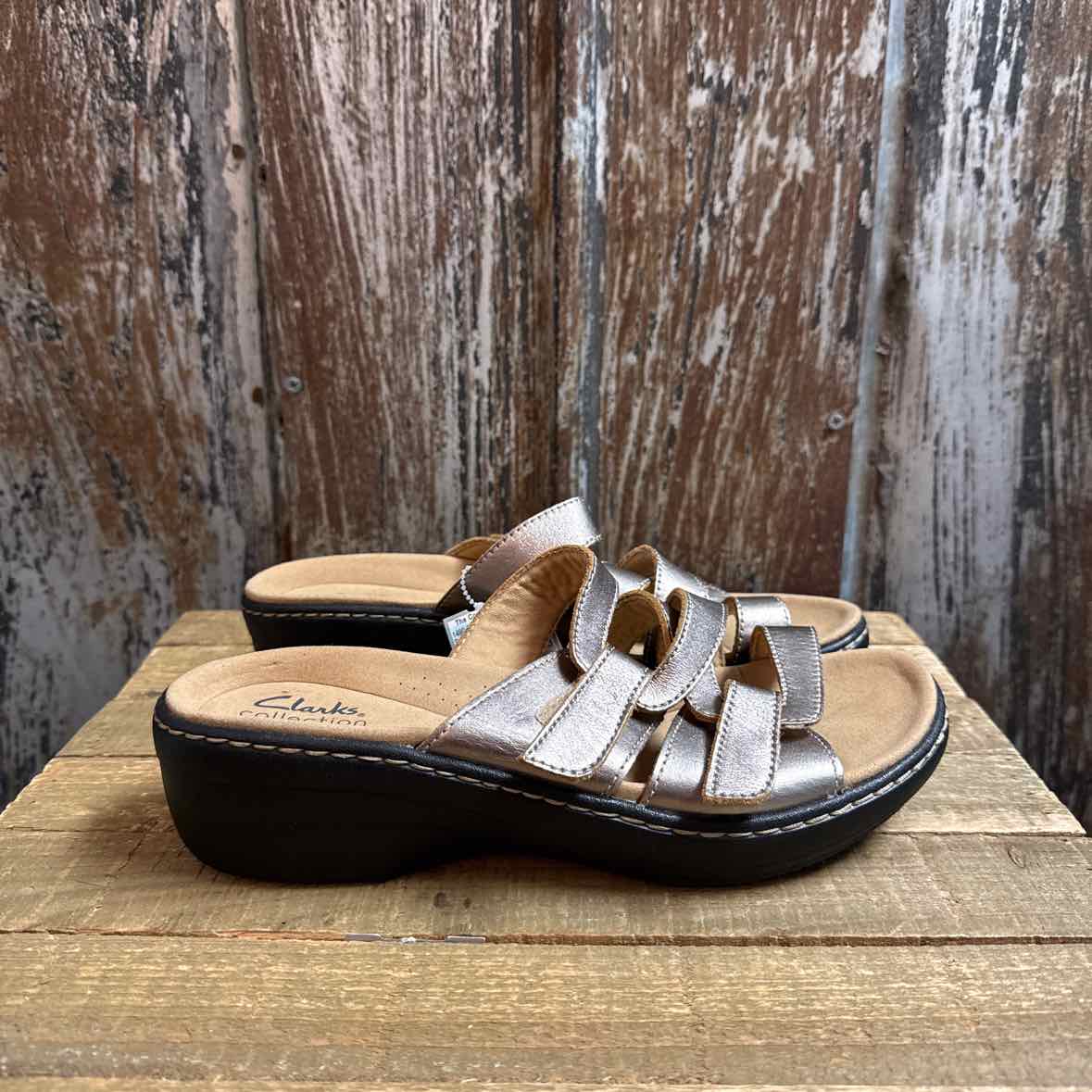 Clark's 8 Silver Sandals