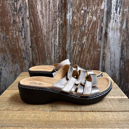 Clark's 8 Silver Sandals
