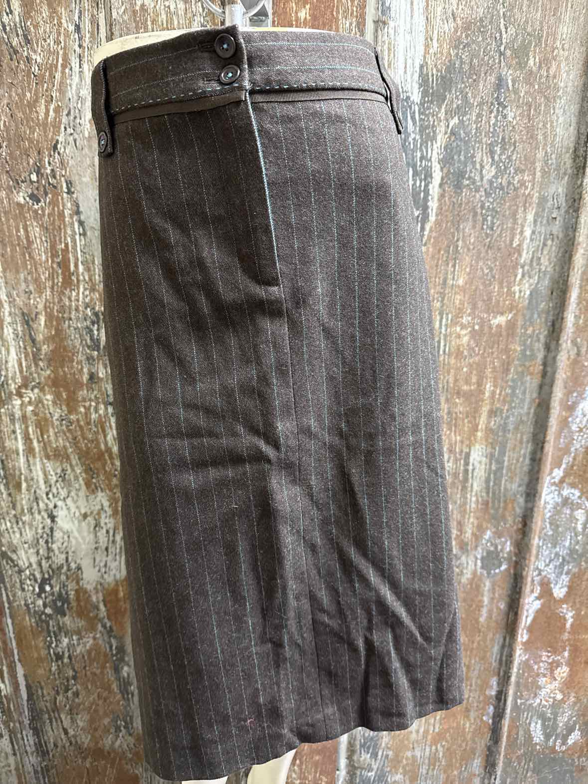 Boden Size 16 Long Brown/Blue Stripe Skirt