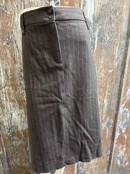 Boden Size 16 Long Brown/Blue Stripe Skirt