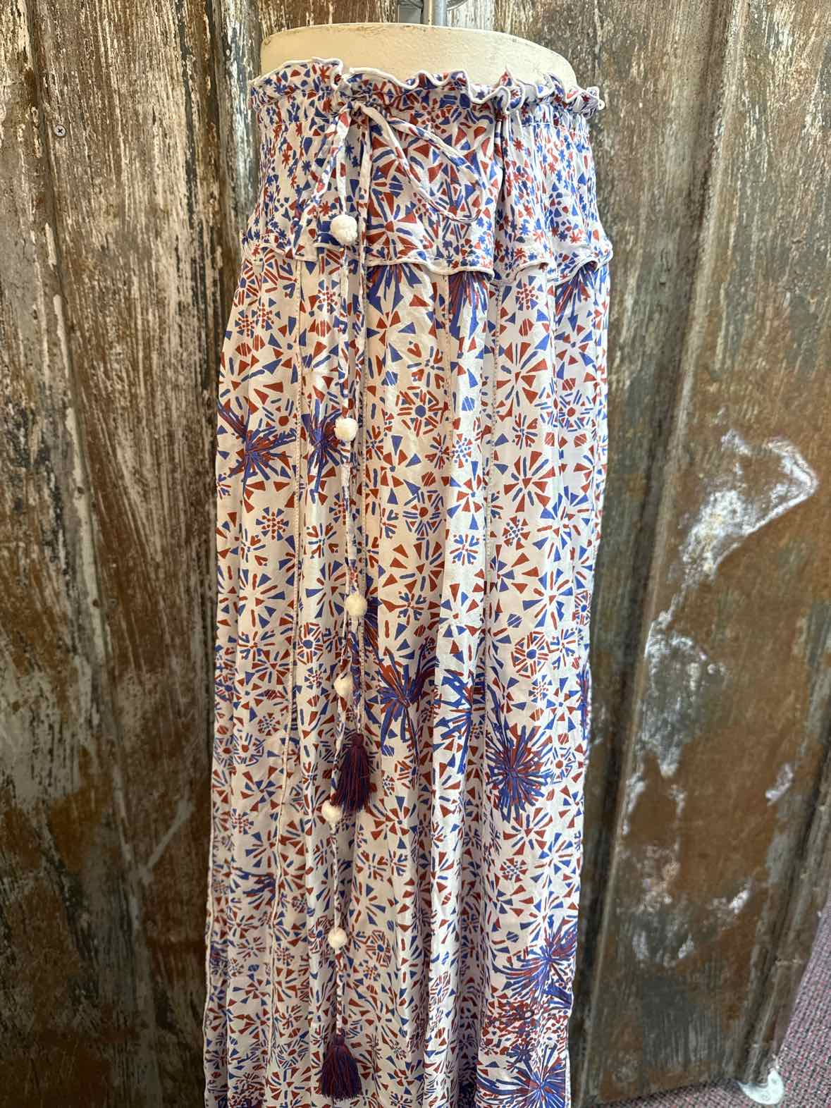 Poupette St Barth Size Large (12/14) Blue/Red Print Skirt