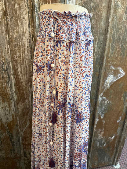Poupette St Barth Size Large (12/14) Blue/Red Print Skirt