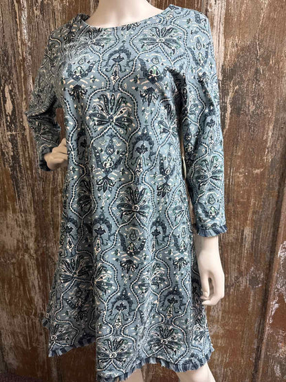 Spartina Size Large Blue Print Dress