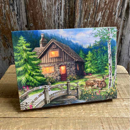 Cabin Light Up Canvas Picture
