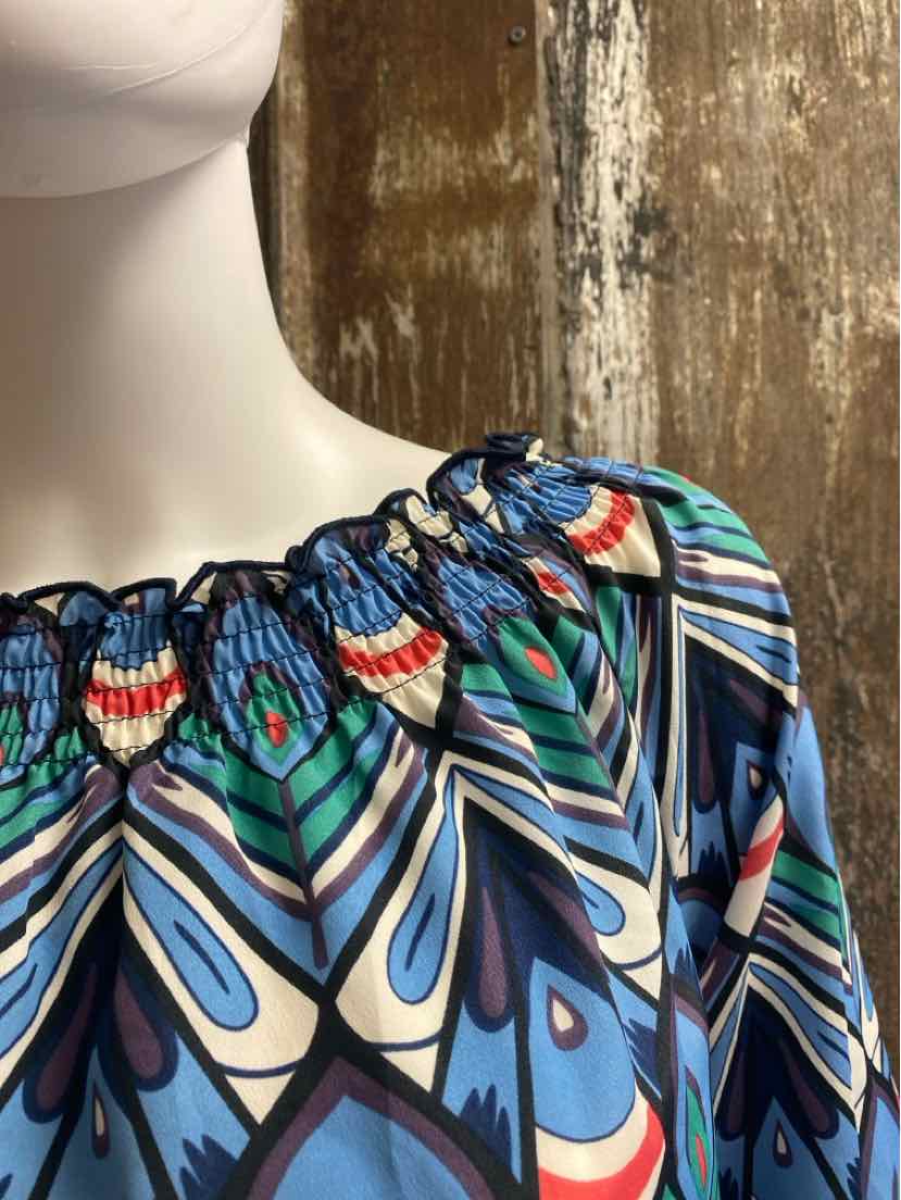 Tracy Negoshian Size Medium Blue Print Dress