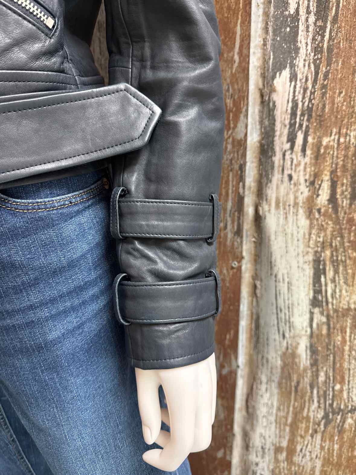 L'AGENCE Size Medium Navy Leather Jacket