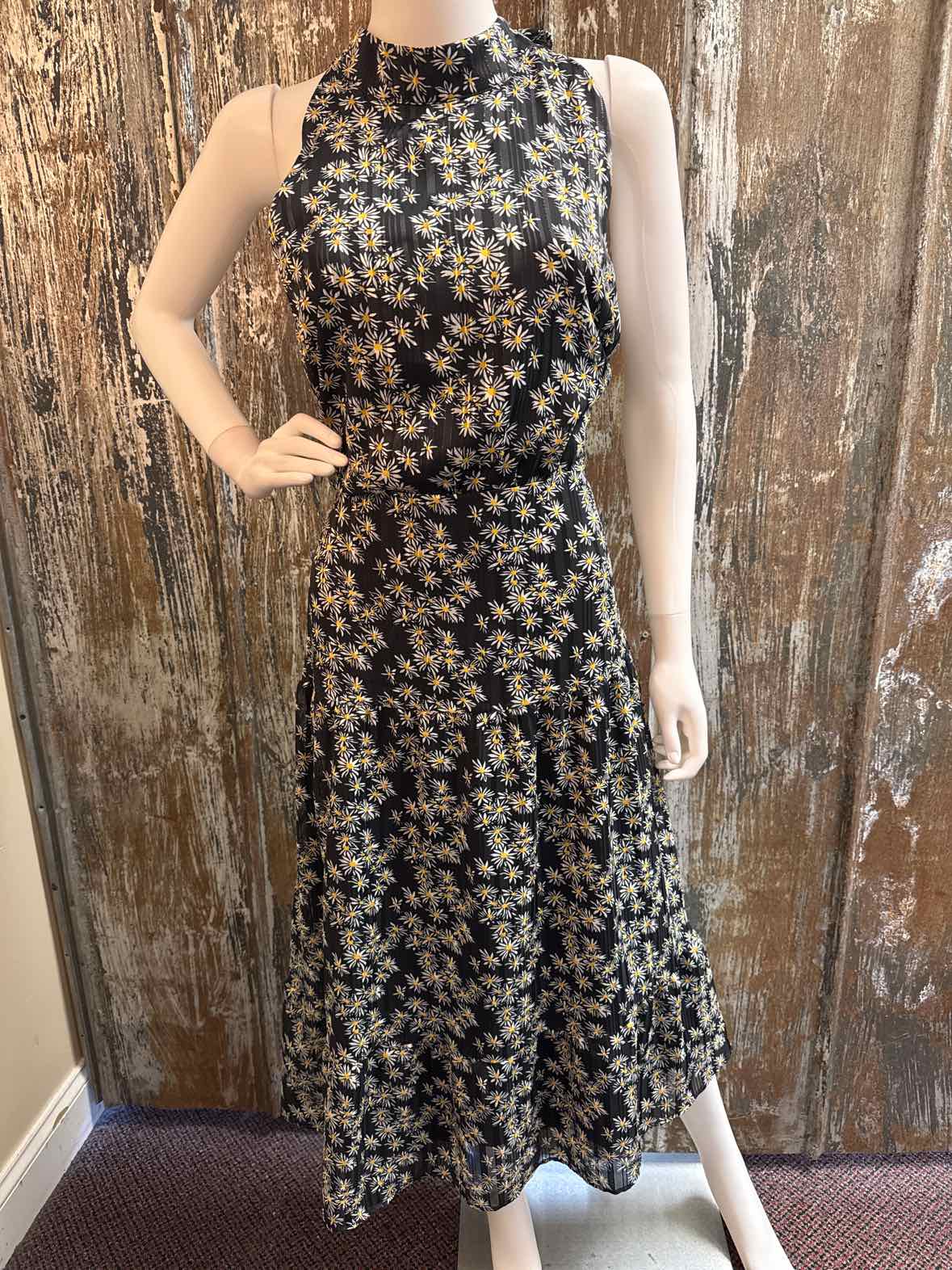 Sam Edelman Size 12 (Large) Black Floral Dress