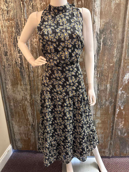Sam Edelman Size 12 (Large) Black Floral Dress