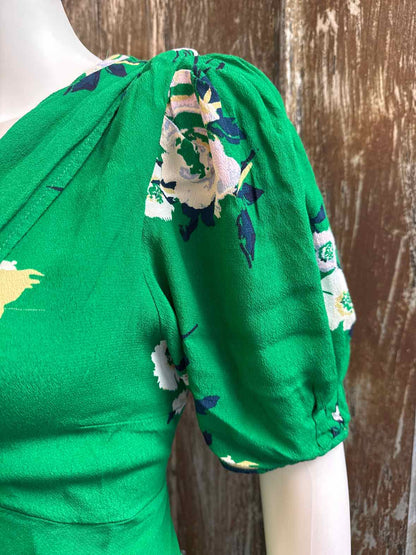Free People Size 12 (Large) Green floral print Dress