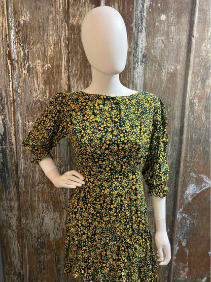Faithful the Brand Size 4 (Small) Black & Yellow Floral Dress