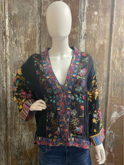 John Mark Size Medium Black Multi Color Print Jacket
