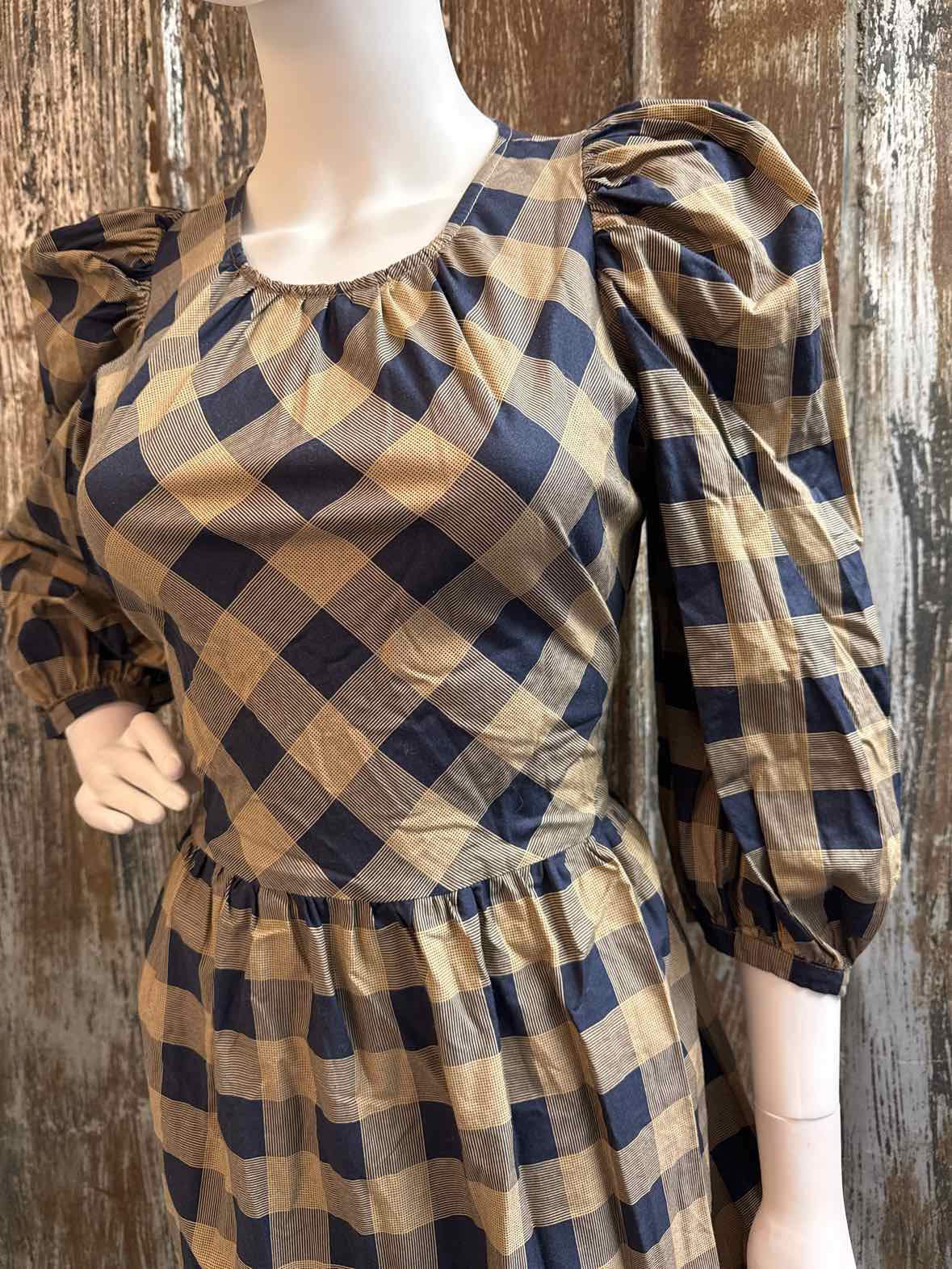 SummerSalt Size extra small Navy/Brown Check Dress