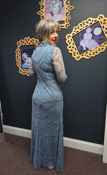 Adrianna Papell Size 10 Petite (Medium) Blue Evening Dress