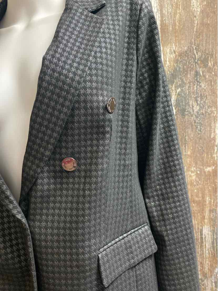 Anne Klein Size Large Black Houndstooth Blazer