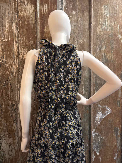 Sam Edelman Size 12 (Large) Black Floral Dress