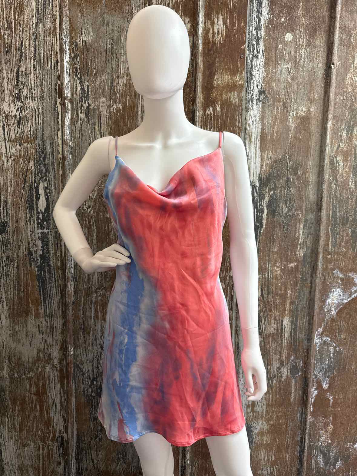 Hello Molly Size Medium Pink/Blue Print Dress