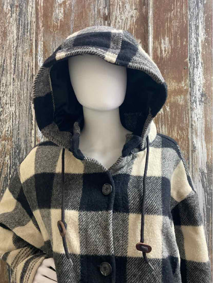 Ralph Lauren Size Medium Black/White Plaid Coat