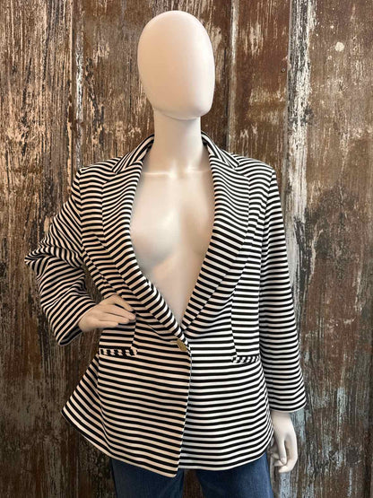 Anne Klein Size Large Black/White Stripe Blazer
