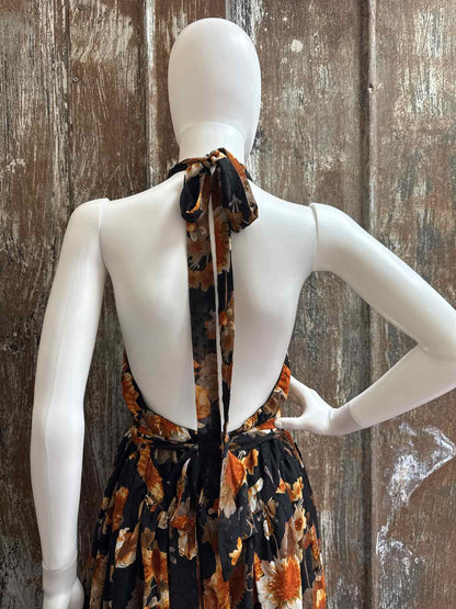 Lulus Size Extra Large Orange/Black Floral Dress