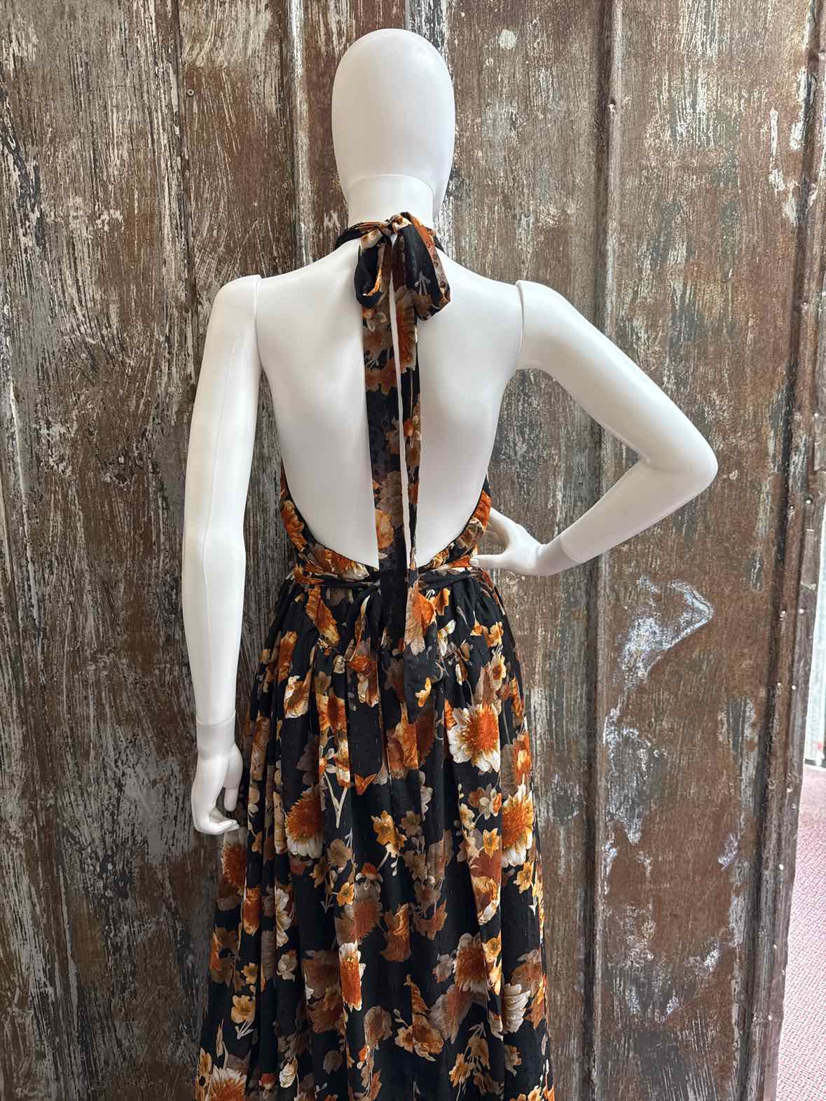 Lulus Size Extra Large Orange/Black Floral Dress