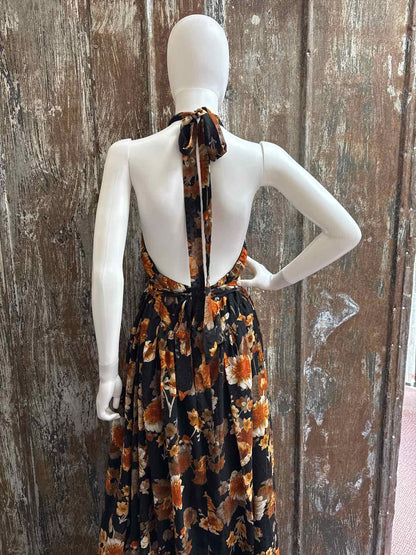 Lulus Size Extra Large Orange/Black Floral Dress