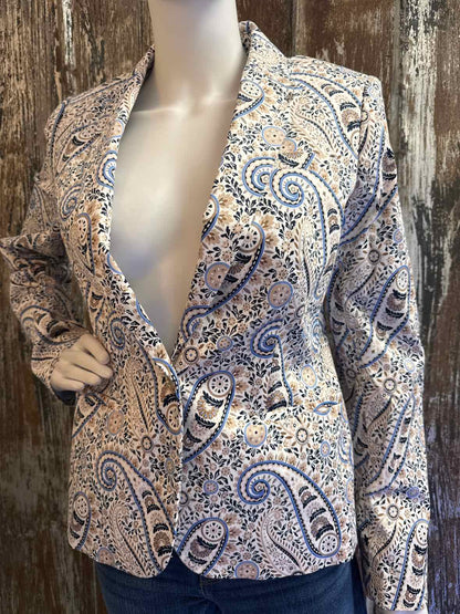 Tommy Hilfiger Size 6 (Small) Tan/Blue Print Blazer