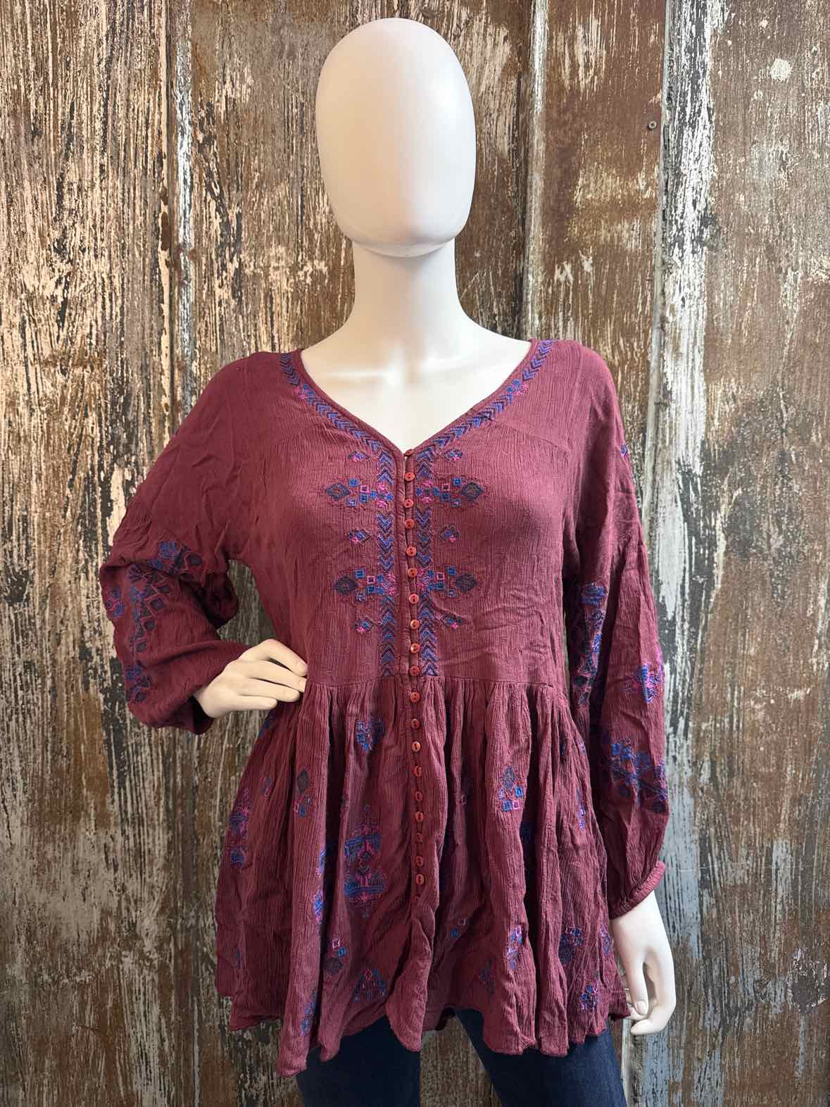 Free People Size extra small Burgundy Tunic