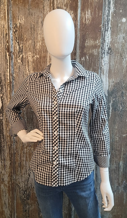 Talbot's Size 2 Petite (Extra Small) black check tops