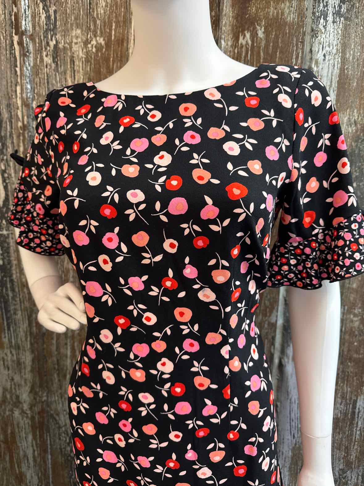 Talbots Size 8 (Medium) Black Floral Dress